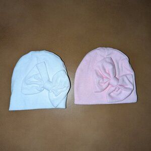 🐲3 FOR $9🦄 Set of 2 Girls Bow Accent Skull Cap Stretchy Hat Beanie Cap